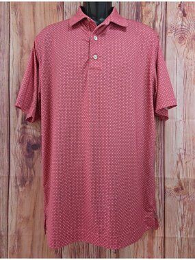 FootJoy Mens Pink Diamond Print Short Sleeve Polo Shirt Medium
